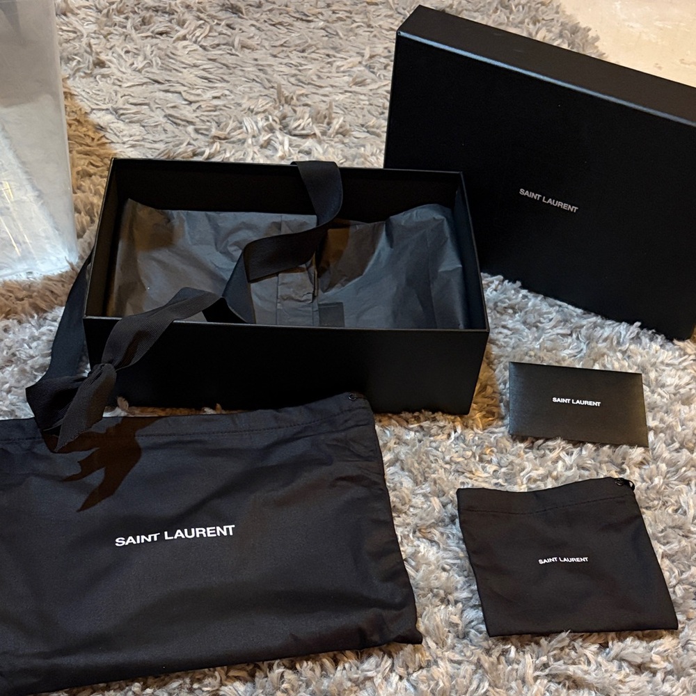 Authentic Saint Laurent YSL Full Packaging Set Box Dust Bags Ribbon Envelope